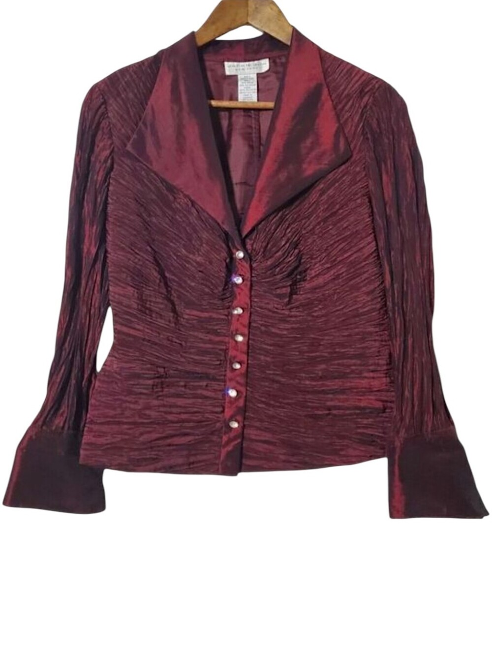 Jackie Jon Dark Academia Top Size 6 Shimmer Button Pleated Steampunk Womens
